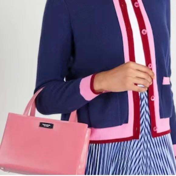 Kate Spade Sam Icon Small Tote Spazzolato Leather Feather Pink - Picture 3 of 8